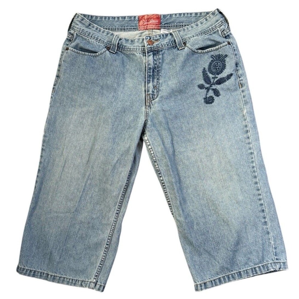 Levi Strauss V Signature Vintage Denim Capris Embroidered Flower Misses Sz 16